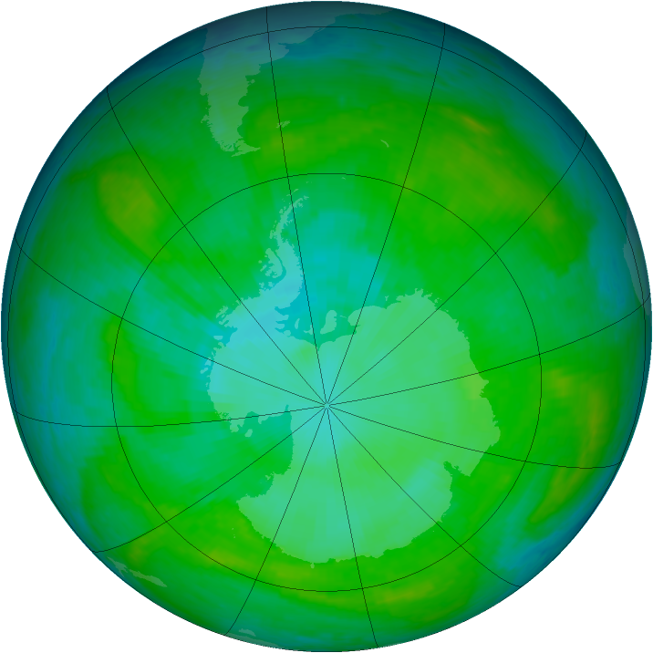 Antarctic ozone map for 28 December 2002